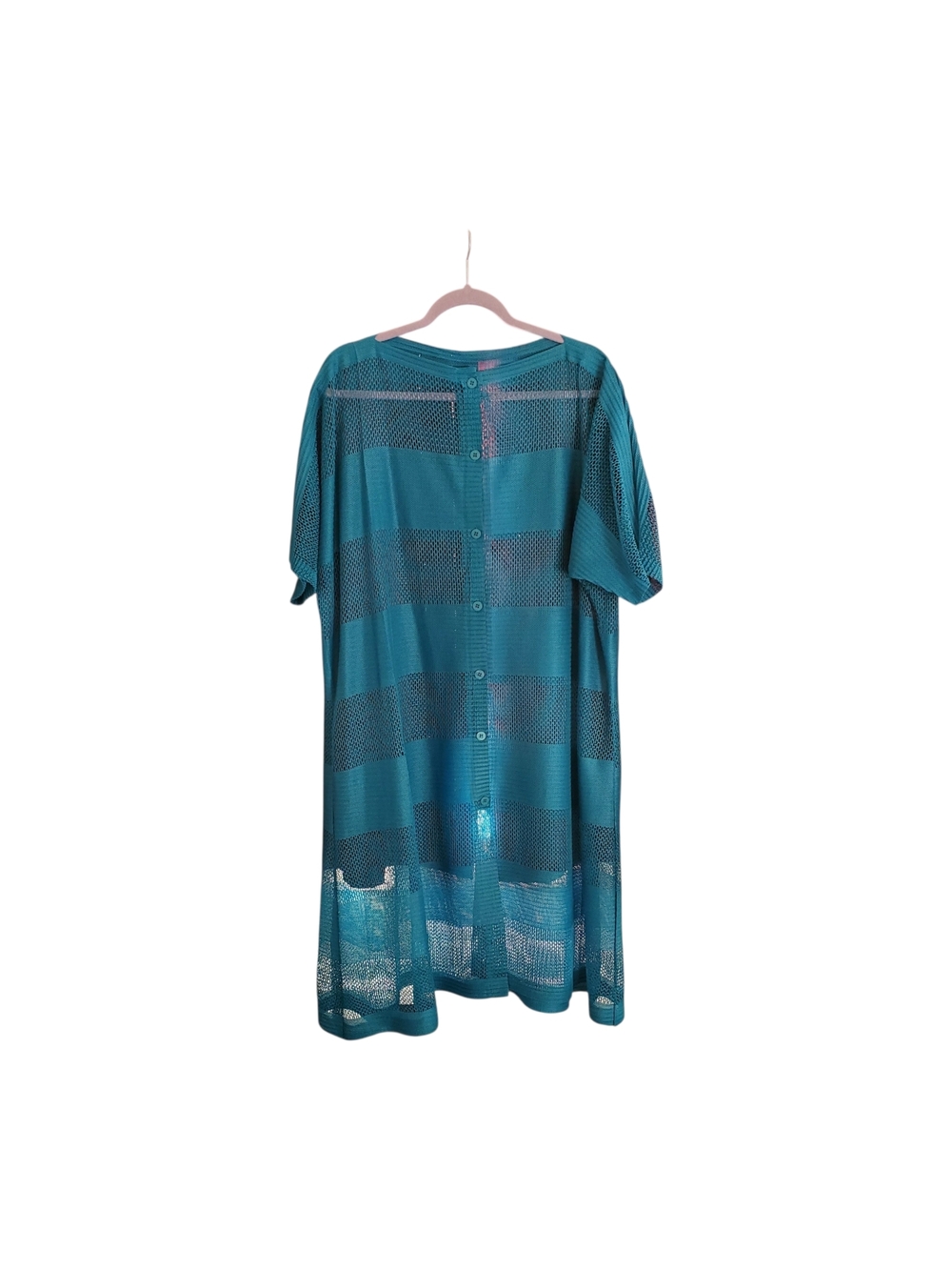 New Sheer Teal Button Down Mesh Cover-Up Lounge Size XXL NWOT